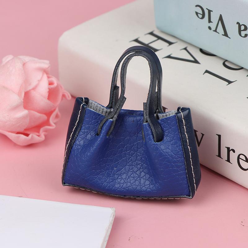 Fashion 1/6 1/12 Dollhouse Miniature Leather Suitcase Mini Bag Backpack Doll Luggage Box Handbag Shoulder Bag Leather Bag Purses