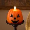 Halloween Flameless Candle Stacked Jack-O'-Lantern LED Candle Light-up Pumpkin Ghost Candle Lamp for Mantel Shelf Dining Table