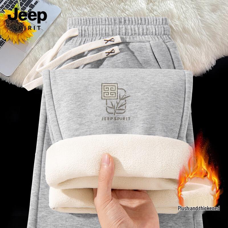 

JEEP SPIRIT Men s 2025 Autumn/Winter Fleece-Lined Straight Leg Pants L (175)