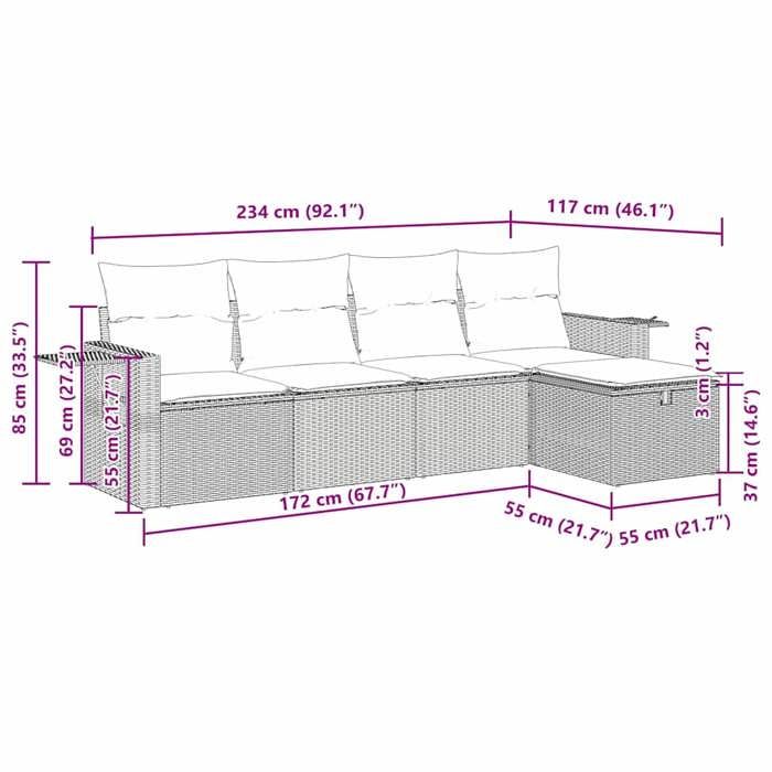VidaXL Salon de jardin avec coussins 5 pcs beige résine tressée 3325465
