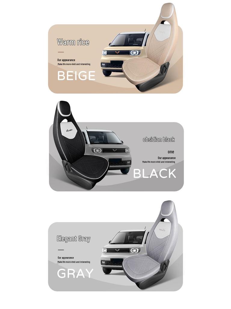 Full Coverage Cartoon Fabric Seat Cover for 2020-2022 Wuling Hongguang MINI 1st & 2nd Gen (4-Seater)