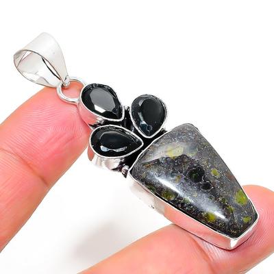 Natural Gogunjula, Spinel Gemstone 925 Sterling Silver Pendant 2.44" s0R34