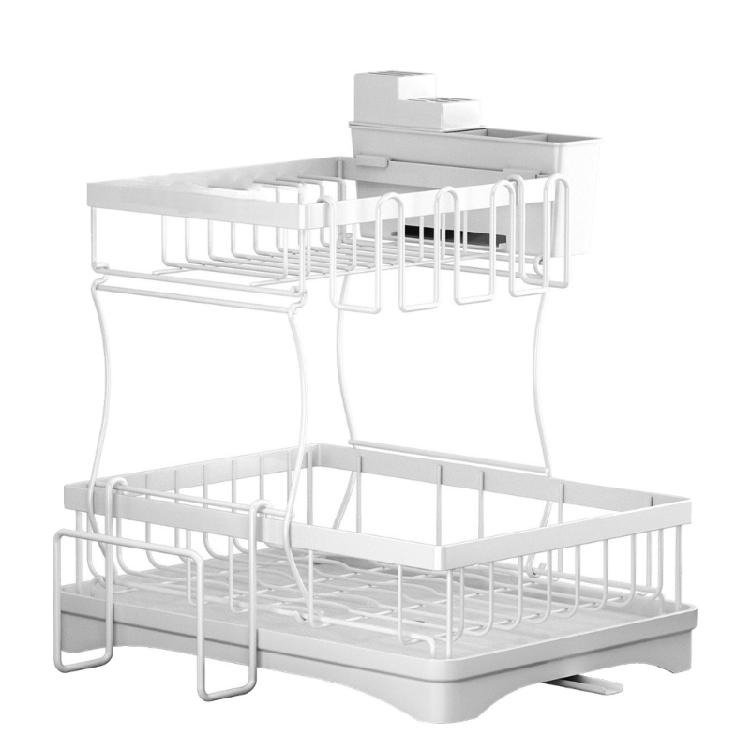 Multiurpose 360° Rotating Kitchen Dish Drying Storage Rack with Double Layer Designs Portable Accessory for Easy Use