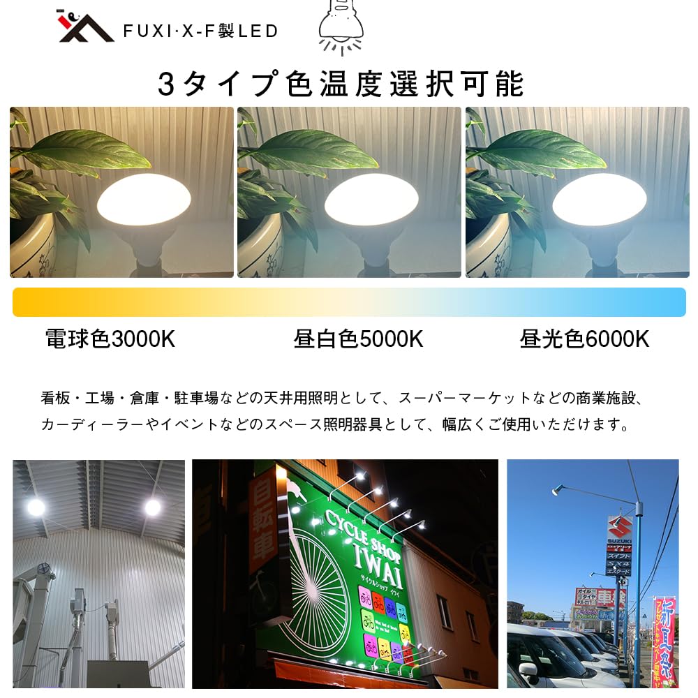 FUXI X-F LED Beam Bulb, E26 Base, Equivalent to a 250W Ballastless Mercury Lamp, 25W, PAR38, 50,000h Lifespan, IP65 Waterproof and Dustproof, High