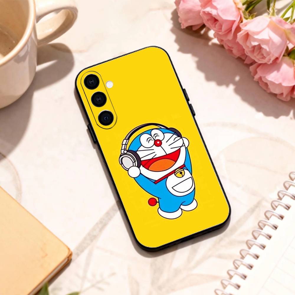 Cute Fat D-Doraemon Blue white   phone Case For Samsung Galaxy A73,A72,A71,A70,A53,A52,A51,Others Soft Black Shell
