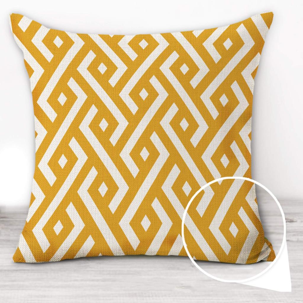 Yellow Geometric Petal Linen Pillowcase Sofa Cushion Cover Home Decoration Can Be For You 40X40 45X45 50X50 60X60