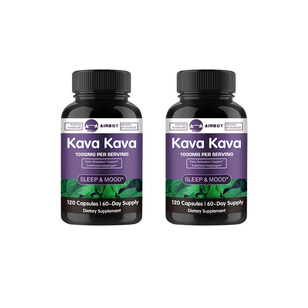 Kava root extract capsules, 1000mg high concentration of kava plant extract per serving, suitable for adults.