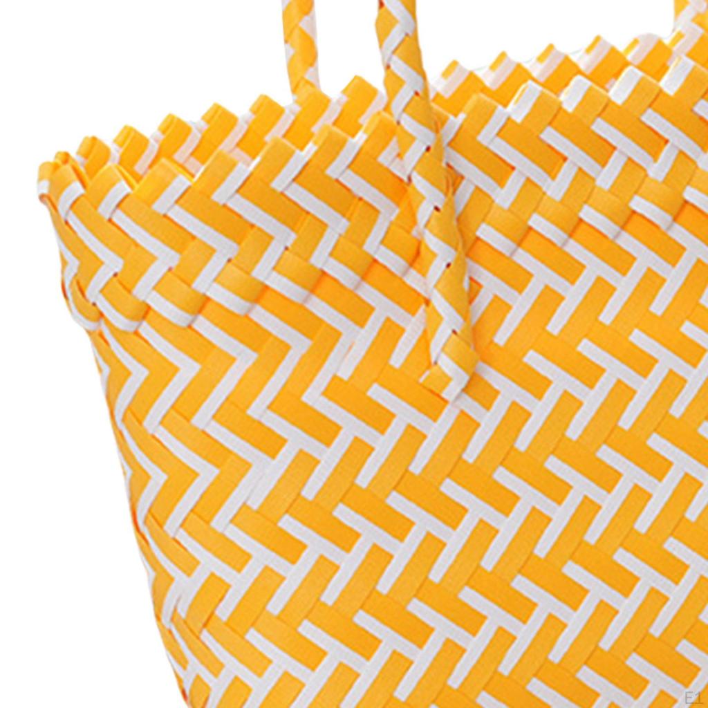 Woven Shopping Basket Container Fashion Handheld Grocery Bag for Women Kitchen
