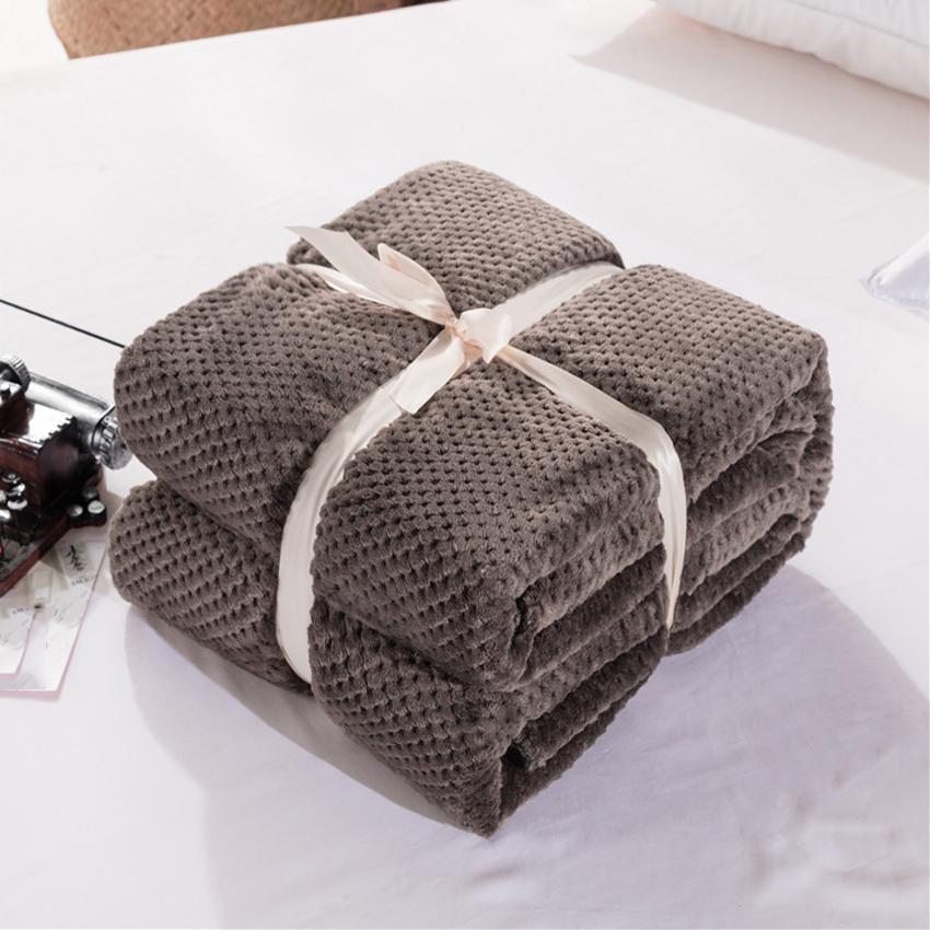 Coral Fleece Blanket Solid Color Pineapple Grid Design Bedroom School Travel Home Super Soft Fabric for Children Kids Adults