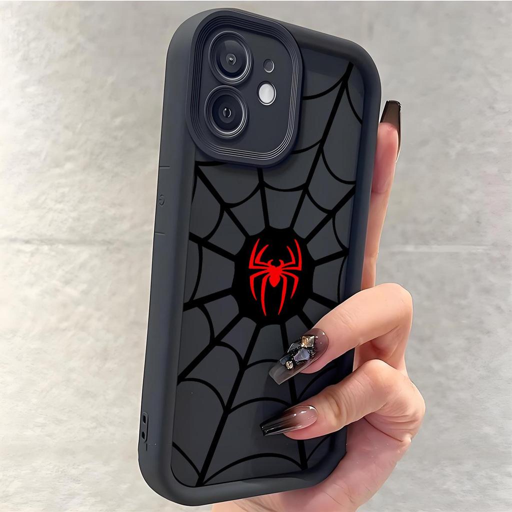 Black Groove Spider Web Phone Case for iPhone 15/16/17