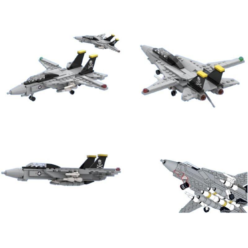 Mini F-14 Tomcat Model Movable Wings DIY Building Blocks Educational Toy Gift for Kids Xmas Birthday