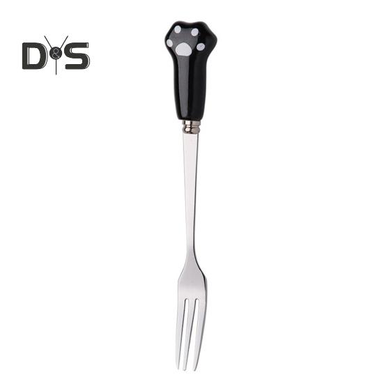 

Вилка для торта, вилка в виде мультяшного кота, новинка, гладкие края, керамическая ручка, вилка для фруктов, десертов, лапши чёрный