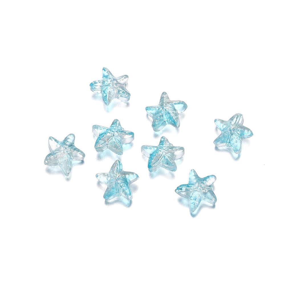 10/20Pcs/Lot 15*15.5mm Glass Starfish Shape Charm Small Loose Beads for DIY Jewelry Making Earrings Bracelet Wholesale