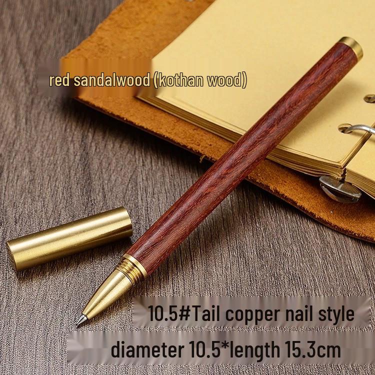 Rosewood Signature Business Pen - Sandalwood & Brass Metal Gel Ballpoint, Customizable Logo
