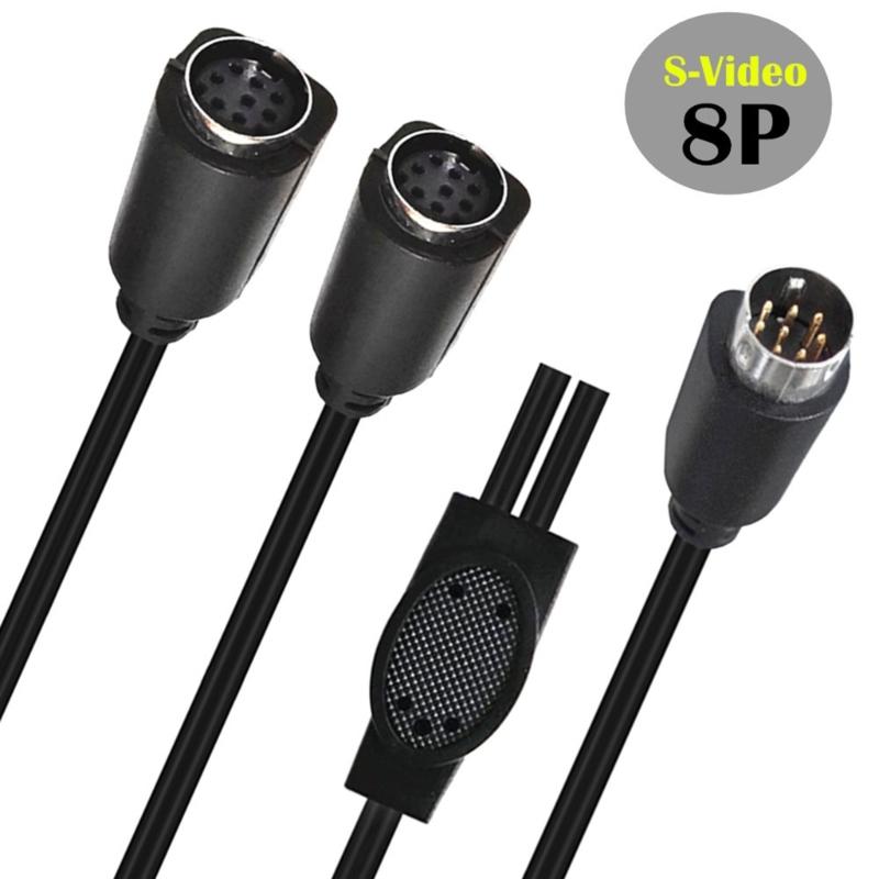 Mini Din 8-Pin Splitter Y Adapter Cable Mini Din 8 Cored Auditory/Video Cable S-Video Set-Top Box Cord 50CM