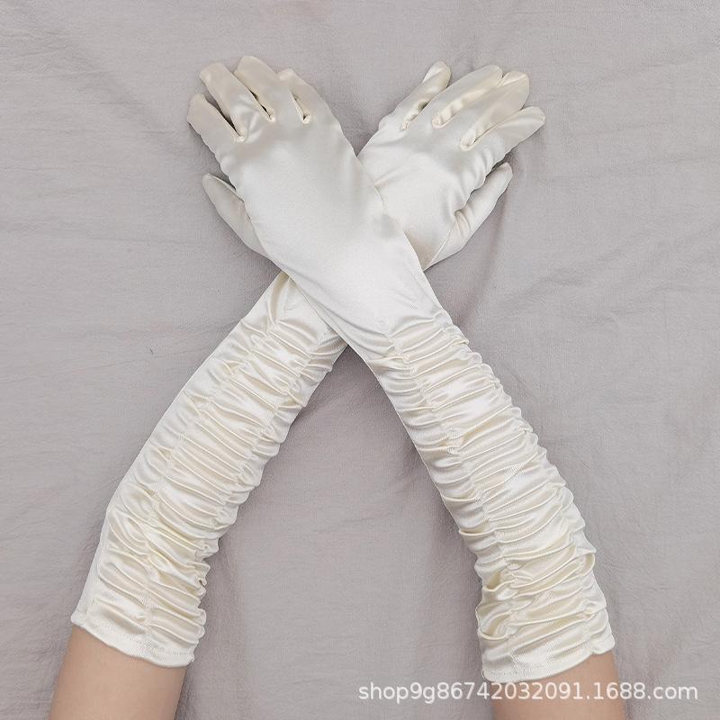 Satin Satin Gloves Long Ladies Halloween Gloves Sexy Dinner Gloves Wedding Gloves Matte Satin Gloves