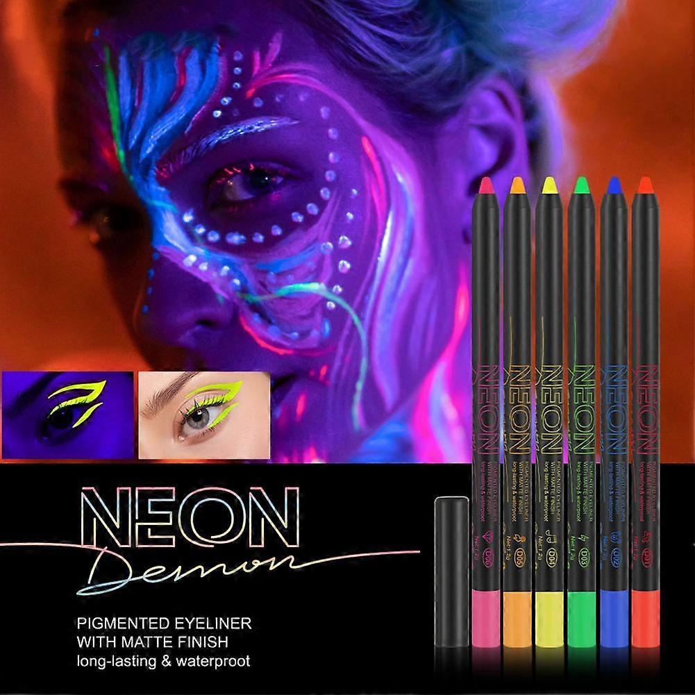 Cujmh 6-Piece Highlighter Eyeliner Pen Set, Multicolor Eyeshadow Marker for Halloween Cosplay, Water-Based Face Paint Makeup Pens