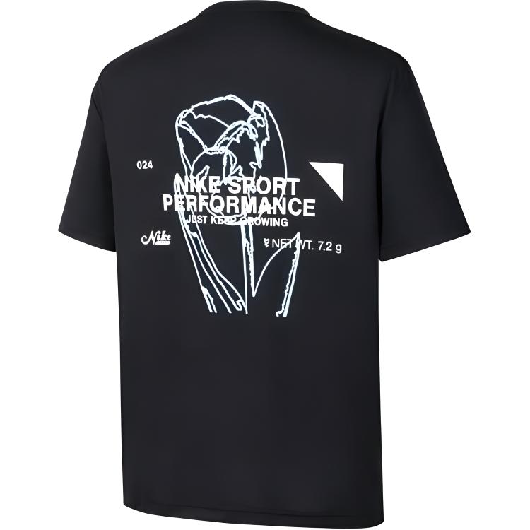 Nike Dri-FIT Yuvarlak Yaka Günlük Nefes Alabilir Kısa Kollu Baskılı Tişört Erkek Üstleri Siyah FN3280-010