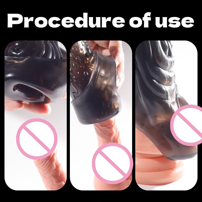 Reusable Penis Sleeve Glans Penis Lock Enlarger Extender Delay Ejaculation Anal Butt Plug Adult Sex Toys For Men Sexy Adult Man