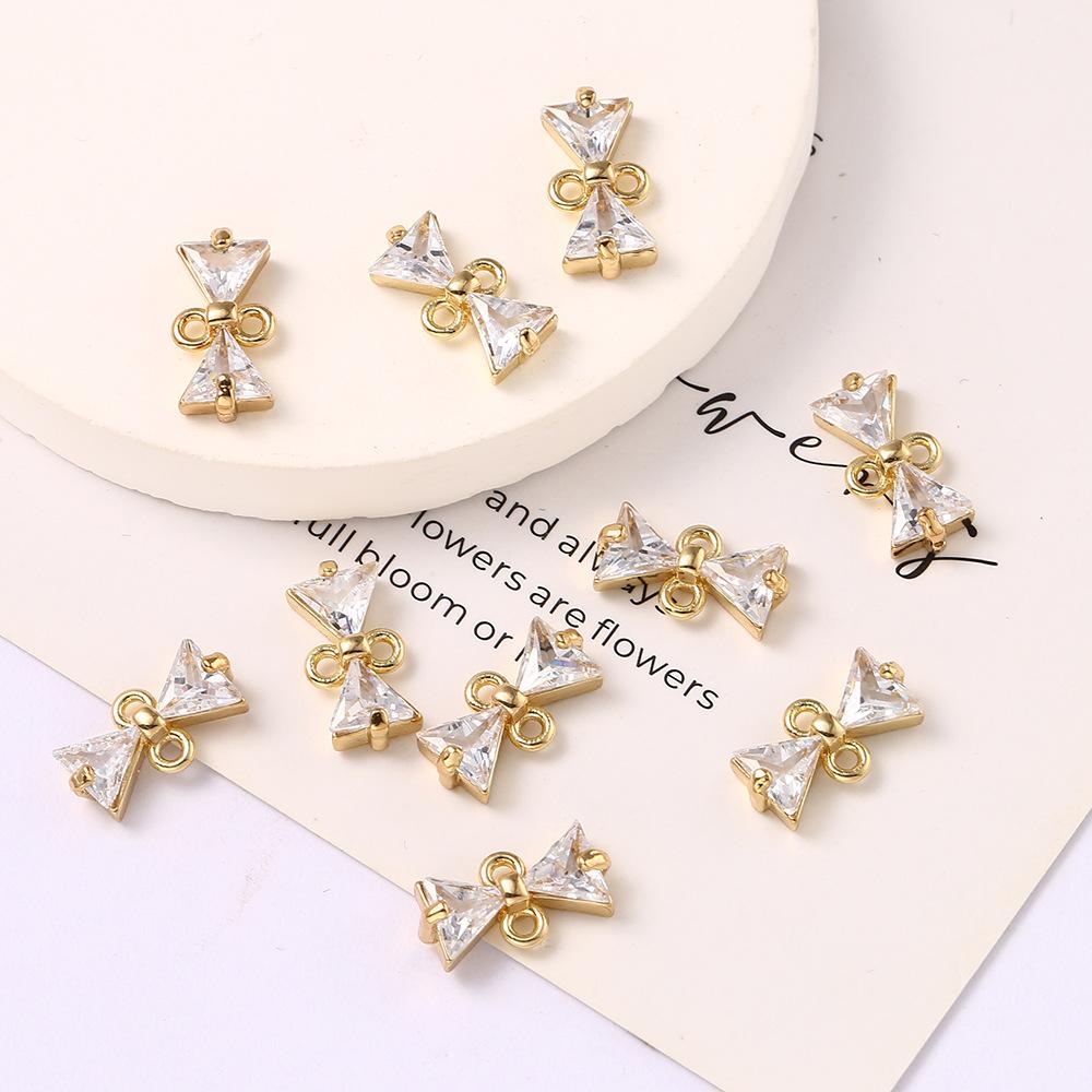 Zircon Inlaid Bow Pendant, Handmade Earrings, Necklace, Pendant Jewelry Accessories, Double-Ring Bow Tie Accessories.