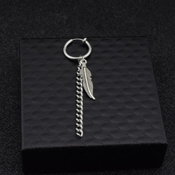 Korean Style Leaf Chain Tassel Ear Clip Jewelry