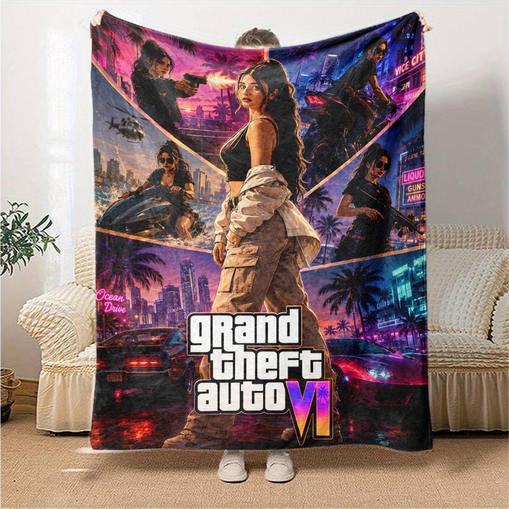 Grand Theft Auto Blanket Comfortable Suitable for Office Chair Bed All-Season Use Modern Gifts For Family Or Friends