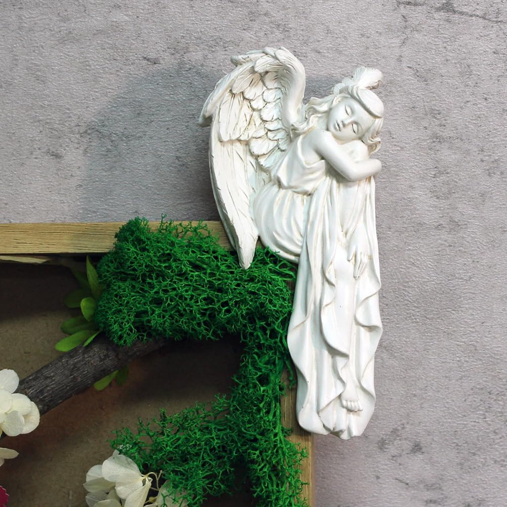 Zcargel Angel Sculpture Door Frame Ornament Sleeping Angel Resin Statue Wall Frame Home Decor Type 1