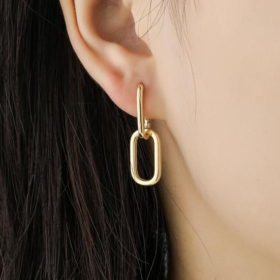 1 Pair Women Earrings Paper Clip Shape Hollow Out Polished Alloy Geometric Bland Style Club Party Commuting Hanging Earrings Ear Jewelry
