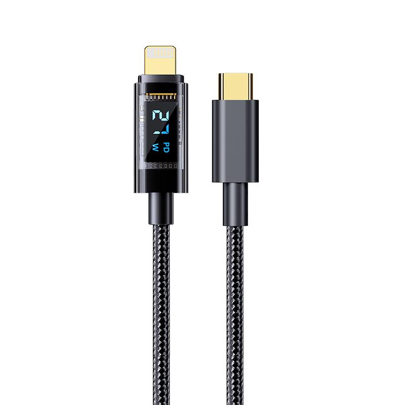 100W Transparent Digital Display Fast Charging Cable, 30W for Apple 14, 66W Type-C Universal Charger