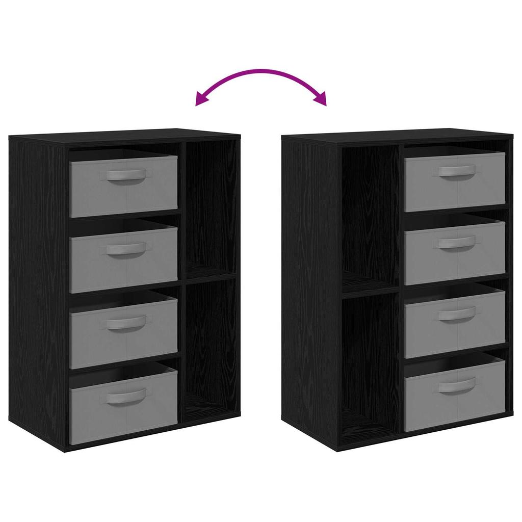 Black Oak Effect Sideboard with Drawers 60 x 33.5 x 84 cm