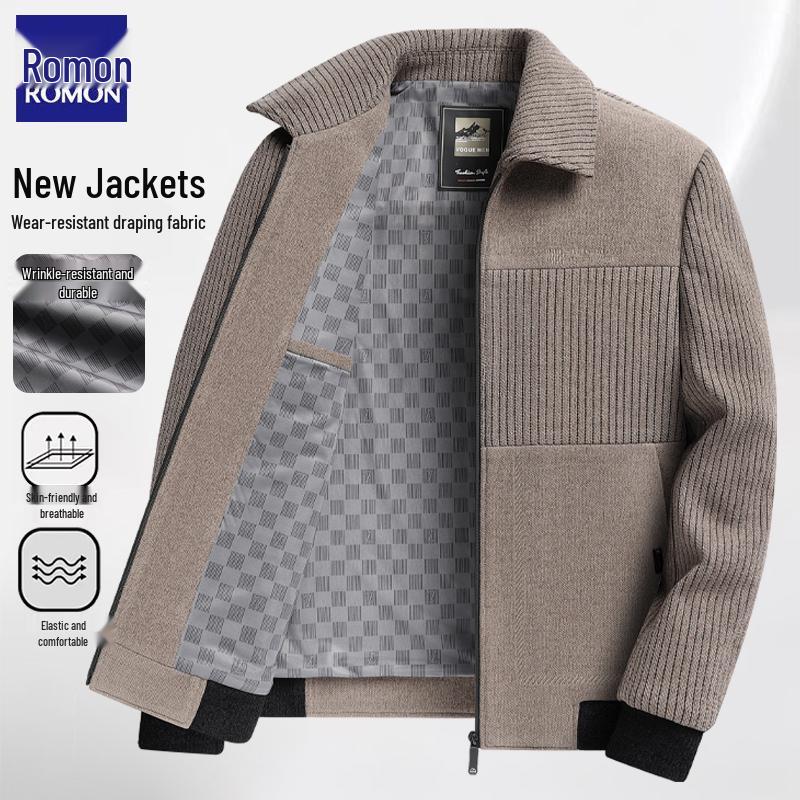 

Чоловіча куртка з лацканами на підкладці з шенилового флісу Romon для середнього та похилого віку 175/92A 95–110 Jin