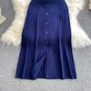 New Summer Solid Round Neck Sleeveless Sweater Knitted Dress for Women Casual Simple Single-breasted Elastic Bottoming Knitwear Dresses