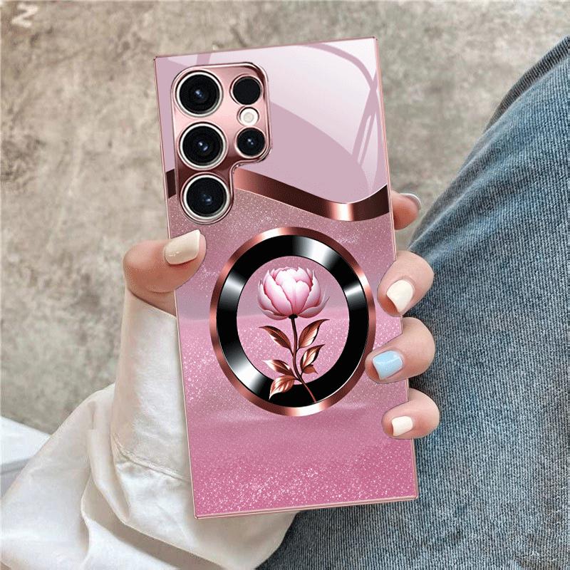 Luxury Peony Flower phone case s26 ultra case glass mobile phones for Samsung Galaxy S26 S25 S24 S23 S22 FE Ultra Plus