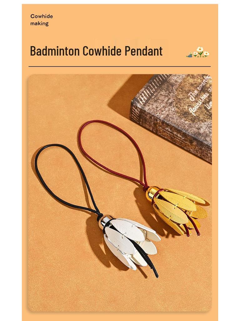 Klassischer Luo Jia Leder Badminton Schlüsselanhänger Taschenanhänger