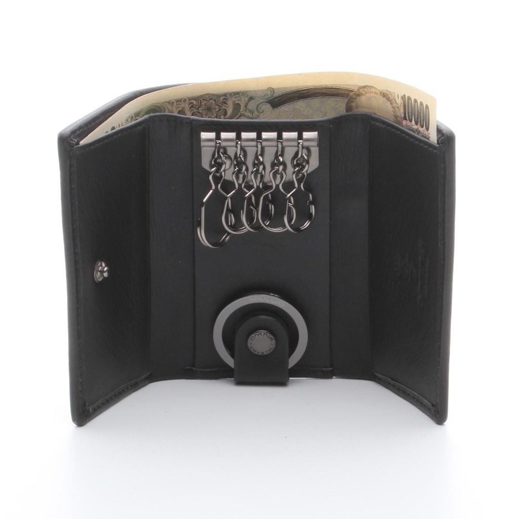 OMNIA Case with Bill Key Key Ring 5-Key Compartment, Men's Wallet, Holder, (Black)