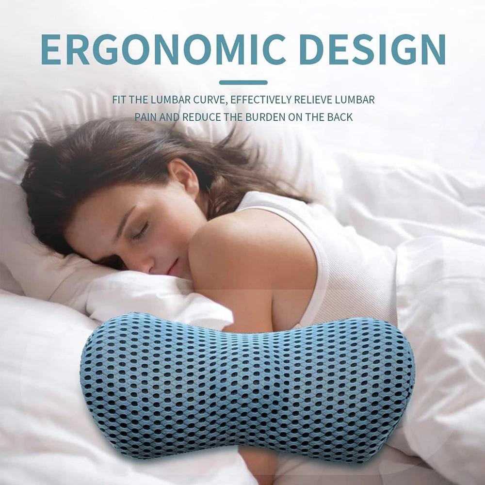 1Pcs Lumbar Support Pillow Memory Foam for Low Back Pain Relief, Ergonomic Streamline Car Seat, Office Chair, Recliner and Bed