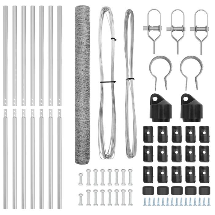 Clôture hexagonale vidaXL 1,5x10 m en acier galvanisé 3352933
