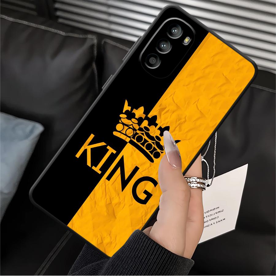 Crown Letters Case for Motorola Moto G52 G51 G73 G50 G71 Edge 20 Pro 30 Lite G53 G30 G60s G22 Edge40 G32 Phone Cover
