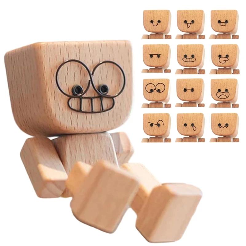 

Shaking Wooden For Man Gift It Comes With 12 Vivid Expression Accessories, Desktop, Bookshelf, Car Decorations Christmas Gift