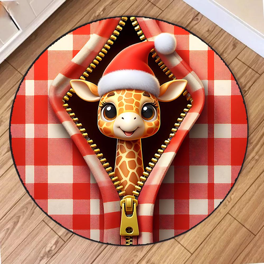 

Merry Christmas Round Area Rug Bedroom Kitchen Mat Zipper Is Interesting Floor Bathroom Living Room Home Office Hallway Carpet 120*120cm
