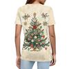 Women's T Shirt Christmas Print Button Short Sleeve Daily Weekend Fashion Basic V- Neck Regular Top