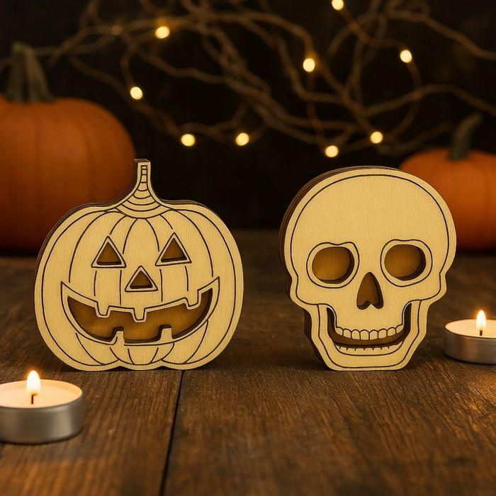 Pack 2 Citrouilles ou Têtes de Mort LED à Personnaliser – Décoration Halloween
