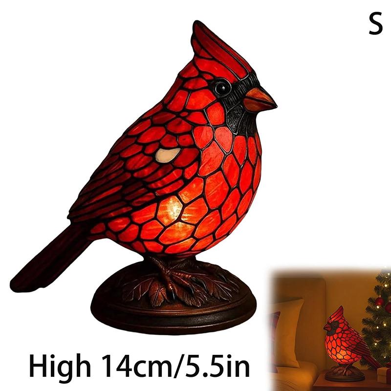 Christmas-themed Red Cardinal Lamp Nightlight; Resin Bird Desk Light; Unique Christmas Present Cardinalis Luminaire Handcrafted