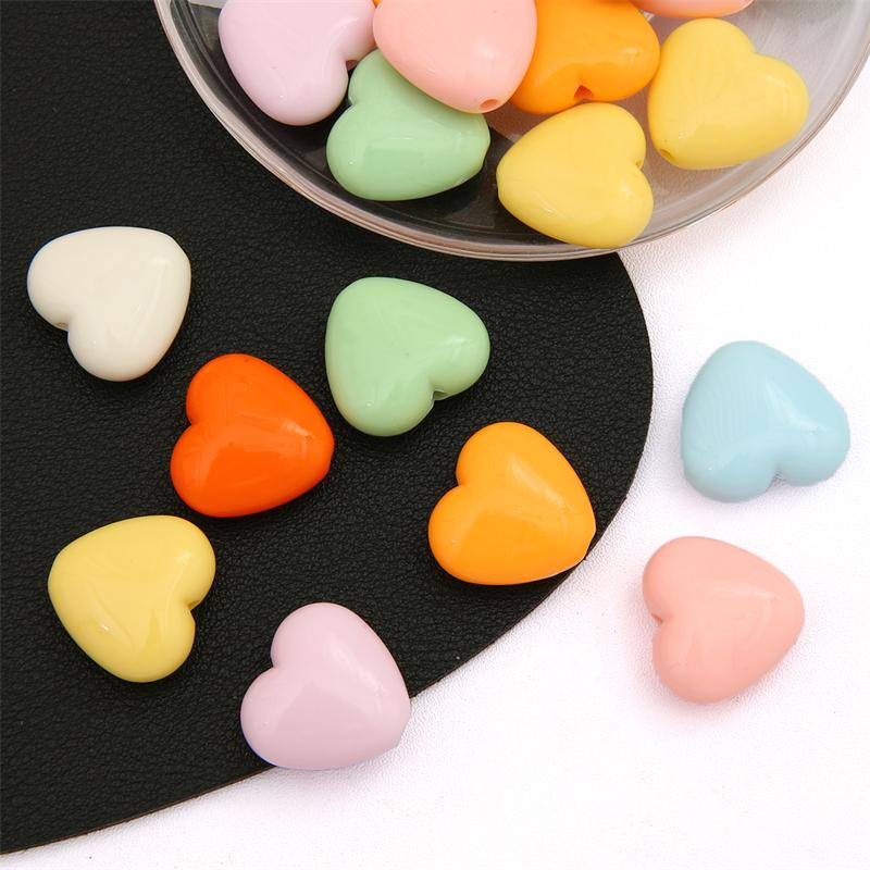 20Pcs Acrylic Solid Color Smooth Peach Heart Beads For DIY Necklace Bracelet Earrings Jewelry Making Craft Accessories