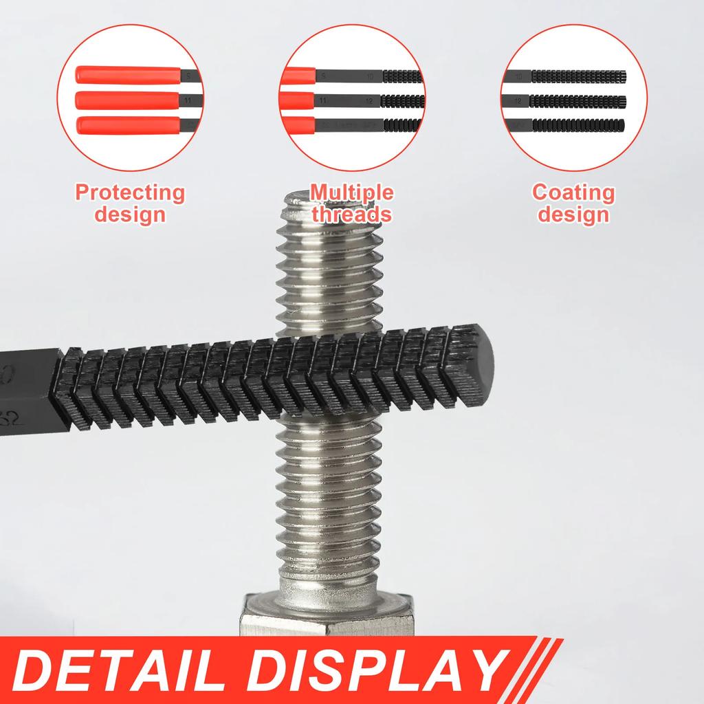 3Pcs Thread File High Hardness Thread Restorer File Multipurpose Metric Thread Repair File Heavy Duty Steel Thread Restorer File