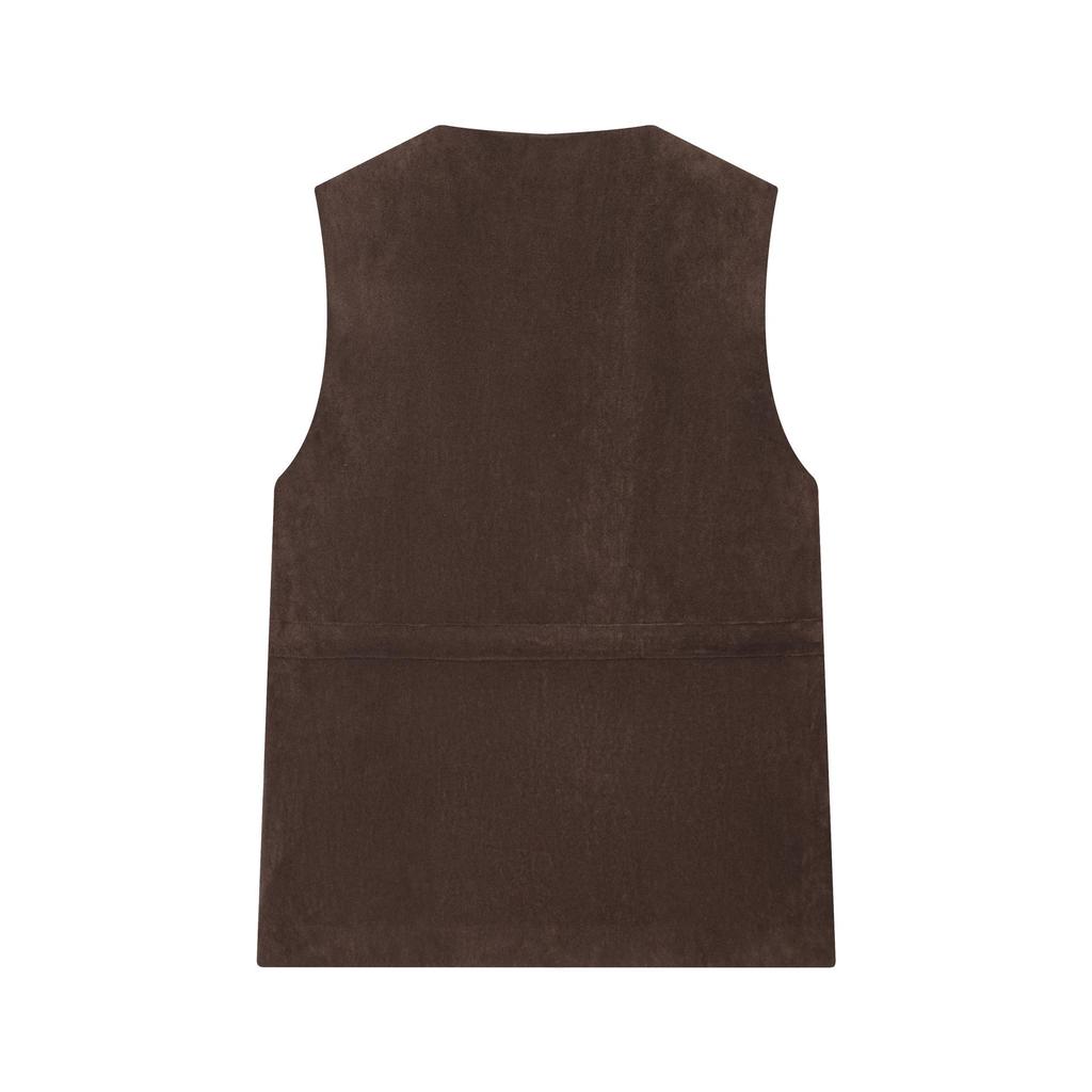 European and American Style Suede Texture Vest and Midi Skirt Set - Autumn Collection