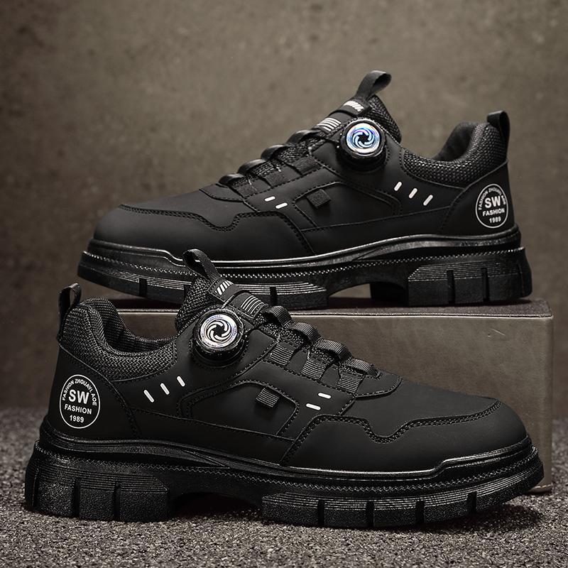 Men's Shoes Autumn 2025 New Low-top Tooling Martin Shoes Men's Casual Leather Trendy Shoes Men's Rotating Buttons