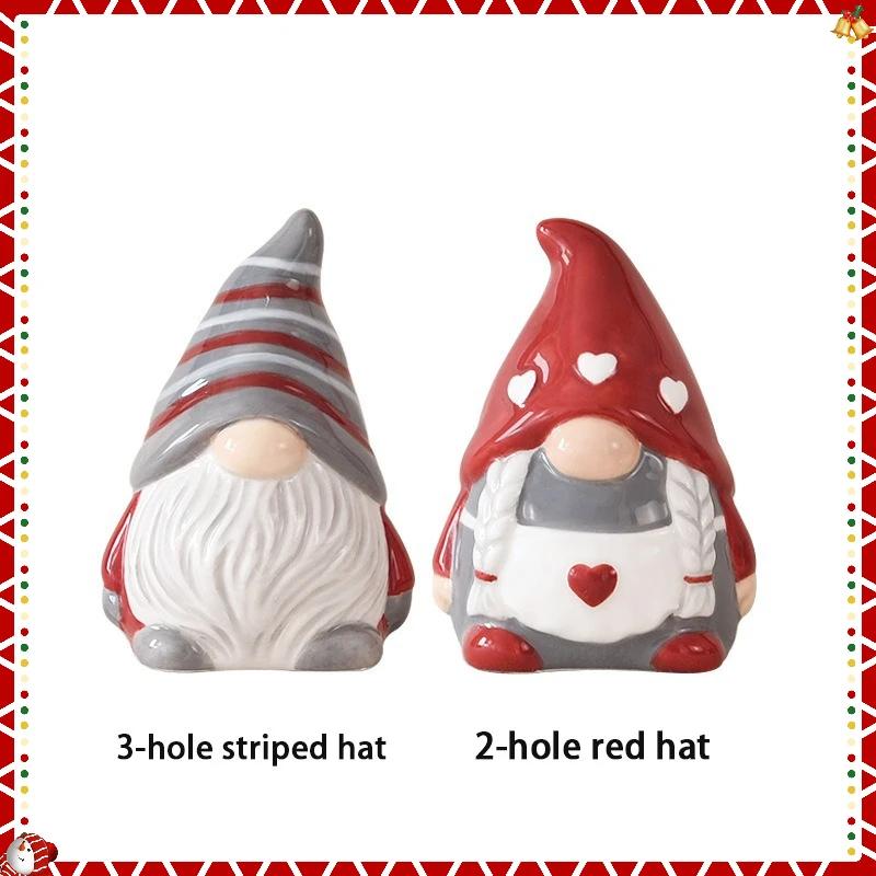 

JUSTINLAU Santa Claus Ceramic Pepper Salt Sugar Bottle Creative Relief Home Seasoning Bottle Set Christmas Decorations Xmas Gift