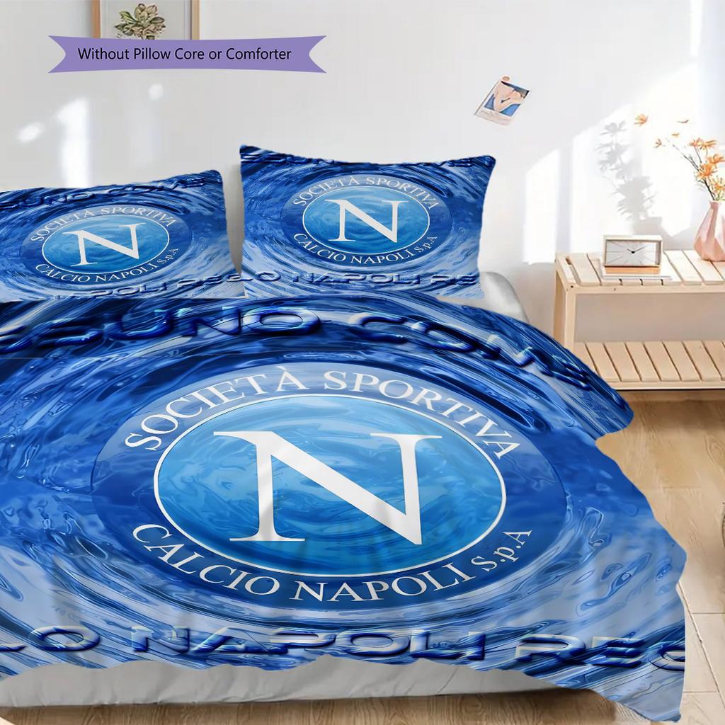 SSC Neapol Vzor Povlečení Sada Prošívaných Dek Quilt Cover Povlak na Polštář Domácí Dekorace Dárek k Narozeninám (1 * povlak na peřinu + 2 * povlak na polštář, bez jádra)