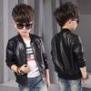 Boys Coats Autumn Winter Fashion Korean Children's Plus Velvet Warming Cotton PU Leather Jacket For 1-11Y Kids